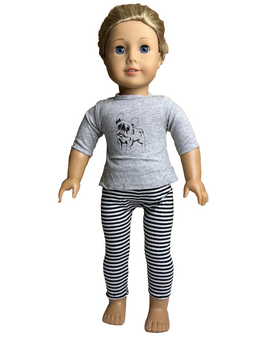Dog Top And Stripe Leggings Fits 18" American Girl Doll Clothing0