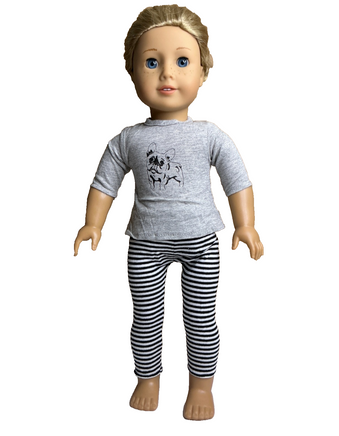 Dog Top And Stripe Leggings Fits 18" American Girl Doll Clothing0