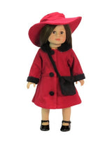Maroon And Black Dress Coat Hat Purse Fits 18" American Girl Doll Clothing1