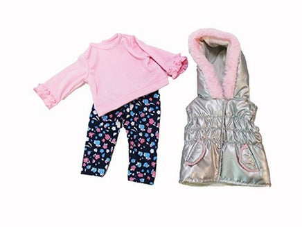 Silver and Pink Puffer Vest Pant Outfit Fits 18" American Girl Doll Clothing1