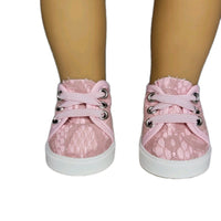Pink Lace Sneakers Fits 18" American Girl Doll Clothes Shoes3