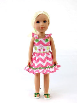 Hot Pink Flamingo Dress Fits 14.5" Wellie Wisher American Girl Doll Clothing0