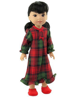 Red and Green Plaid Nightgown Fits 14.5 Wellie Wisher American Girl Doll Clothes0