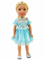 Blue Sparkle Snowflake Dress Fits 14.5" Wellie Wisher American Girl Doll Clothes1