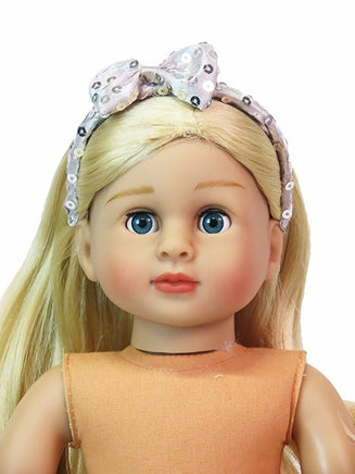 Sequin Bow Headband 3 Pack Black Red Silver Fits 18" American Girl Doll Clothing1