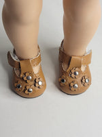 Brown Flower Dress Shoes Fits 14.5" Wellie Wisher American Girl Doll Shoes0