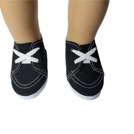 Black Boat Shoes Fits 18" American Girl Doll Clothes Shoes0