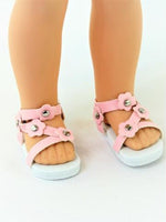 Pink Flower Sandals Fits 14.5" Wellie Wisher American Girl Doll Shoes1