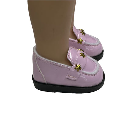 Light Pink Star Loafers Fits 14.5" Wellie Wisher American Girl Doll Shoes2
