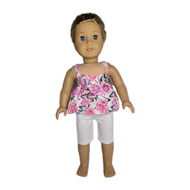 Pink Rose Capri Pant Set Fits 18" American Girl Doll Clothes0