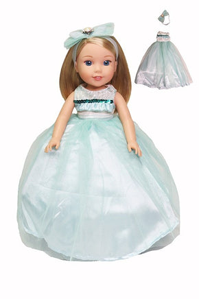 Teal Ball Gown Dress Fits 14.5" Wellie Wisher American Girl Doll Clothing0
