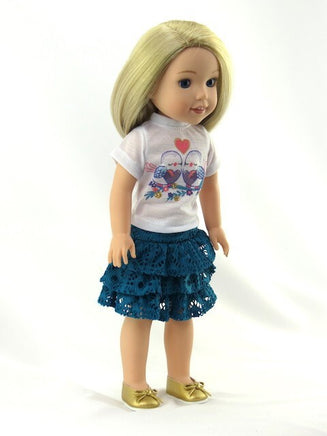 Love Birds Lace Skirt Set Fits 14.5" Wellie Wisher American Girl Doll Clothing1