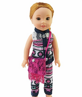 Jean Tribal Pant Set Purse Fits 14.5" Wellie Wisher American Girl Doll Clothes0