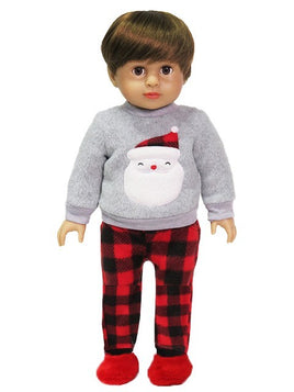 Santa Plaid Pajama Pant Set Fits 18" American Boy Girl Doll Clothing0