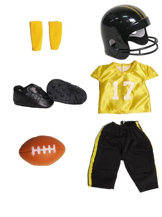 Yellow Football Uniform Helmet Shoes Fits 18" American Boy Girl Doll Clothing1