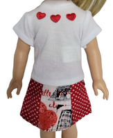 Red Hearts Skirt Set Fits 14.5" Wellie Wisher American Girl Doll Clothes1