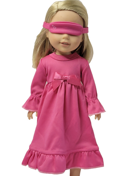 Pink Nightgown And Sleep Mask Fits 14.5 Wellie Wisher American Girl Doll Clothes0