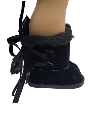Black Fur Trim Boots Fits 18" American Girl Doll Clothing Shoes1