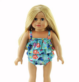 Fish Friends Ruffle 2pc Bathing Suit Fits 18" American Girl Doll Clothing0