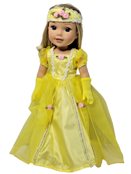 Yellow Princess Dress Fits 14.5" Wellie Wisher American Girl Doll Clothing0