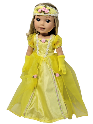 Yellow Princess Dress Fits 14.5" Wellie Wisher American Girl Doll Clothing0