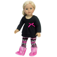 Hot Pink & Black Leggings Outfit & Boots Fits 18" American Girl Doll Clothing2