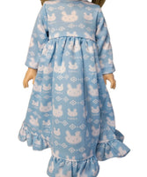 Blue Bunny Nightgown Fits 14.5" Wellie Wisher American Girl Doll Clothing1