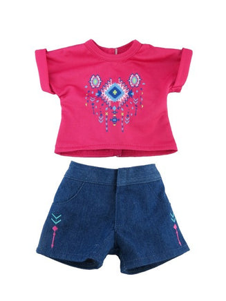 Hot Pink Tribal Print Short Set Fits 18" American Girl Doll Clothing2