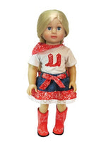 Red Cowgirl Western Jean Skirt Set Fits 18" American Girl Doll Clothing1