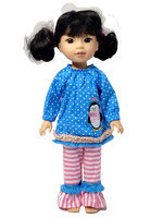 Polka Dot Penguin Pant Set Fits 14.5" Wellie Wisher American Girl Doll Clothing0