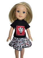 Little Dogs Skirt Set Fits 14.5" Wellie Wisher American Girl Doll Clothes1