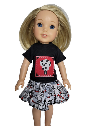 Little Dogs Skirt Set Fits 14.5" Wellie Wisher American Girl Doll Clothes1