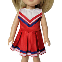 Red & White Cheer Uniform Fits 14.5" Wellie Wisher American Girl Doll Clothing2