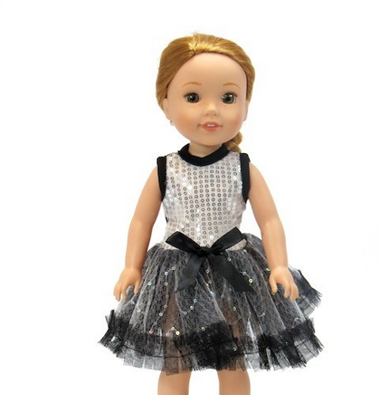 Silver and Black Tutu Dress Fits 14.5" Wellie Wisher American Girl Doll Clothing0