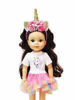 Rainbow Unicorn Dress  Fits 14.5" Wellie Wisher American Girl Doll Clothing0