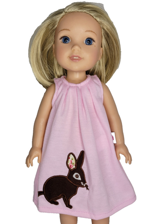Pink Bunny Dress Fits 14.5" Wellie Wisher American Girl Doll Clothing1