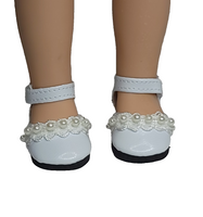 White Pearl Dress Shoes Fits 14.5" Wellie Wisher American Girl Doll Shoes0