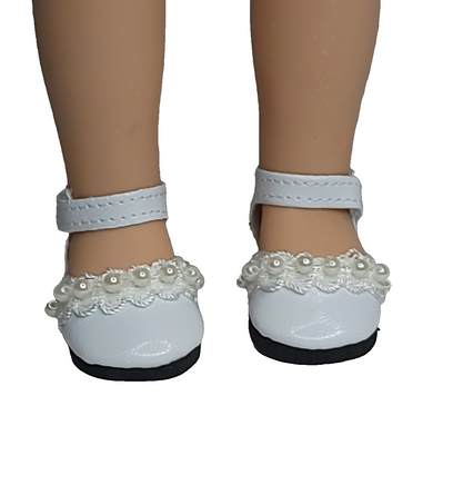 White Pearl Dress Shoes Fits 14.5" Wellie Wisher American Girl Doll Shoes0
