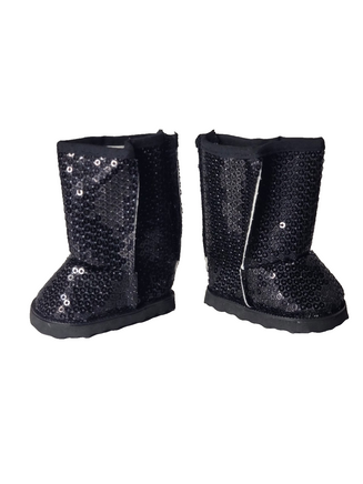 Black Sequin Boots Fits 18" American Girl Doll Clothing Shoes0