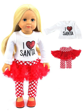 I Love Santa Christmas Pant Set Fits 18" American Girl Doll Clothing0