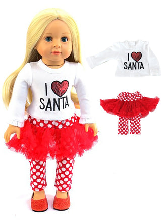 I Love Santa Christmas Pant Set Fits 18" American Girl Doll Clothing0