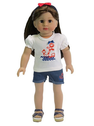 Little Anchor Short Set Fits 18" American Girl Doll Clothing1