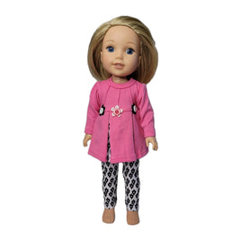 Pink Flower Pant Set Fits 14.5" Wellie Wisher American Girl Doll Clothing0