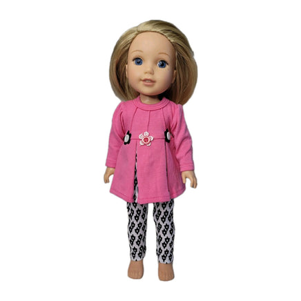 Pink Flower Pant Set Fits 14.5" Wellie Wisher American Girl Doll Clothing0