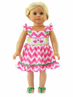 Pink Flamingo Chevron Dress Fits 18" American Girl Doll Clothing0