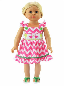 Pink Flamingo Chevron Dress Fits 18" American Girl Doll Clothing0