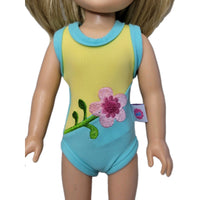 Embroidered Flower Swimsuit Fits 14.5" Wellie Wisher American Girl Doll Clothing1