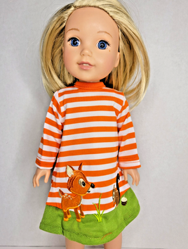 Woodland Animals Dress Fits 14.5" Wellie Wisher American Girl Doll Clothing1