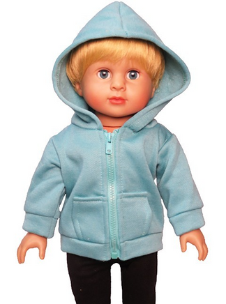 Turquoise Zip Up Hoodie Sweatshirt Fits 18" American Girl Doll Clothing0