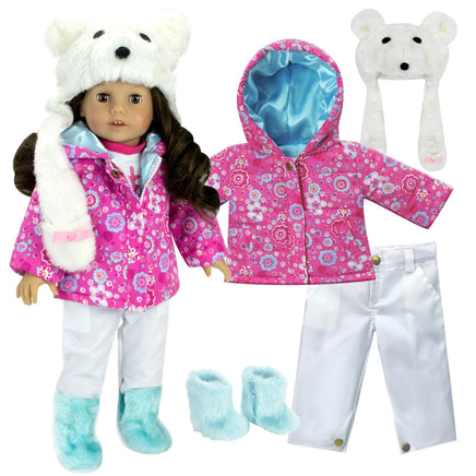 Winter Coat Snow Pants Outfit Hat Boots Fits 18" American Girl Doll Clothing0